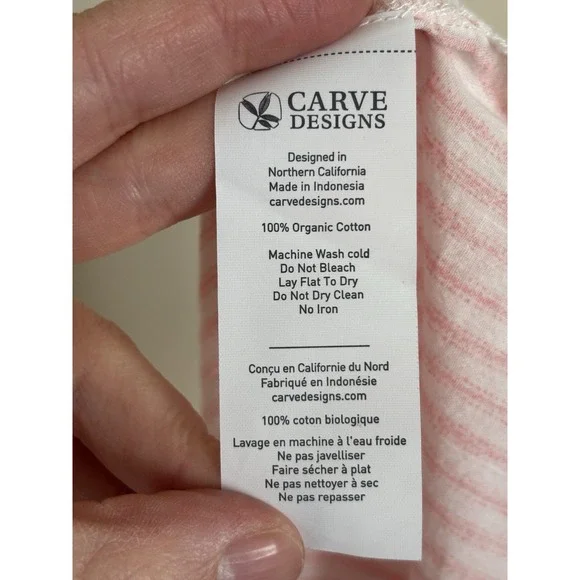 NWT Carve‎ Designs Womens XL Organic Cotton Striped Top Pink White Beach Coastal - Picture 4 of 6